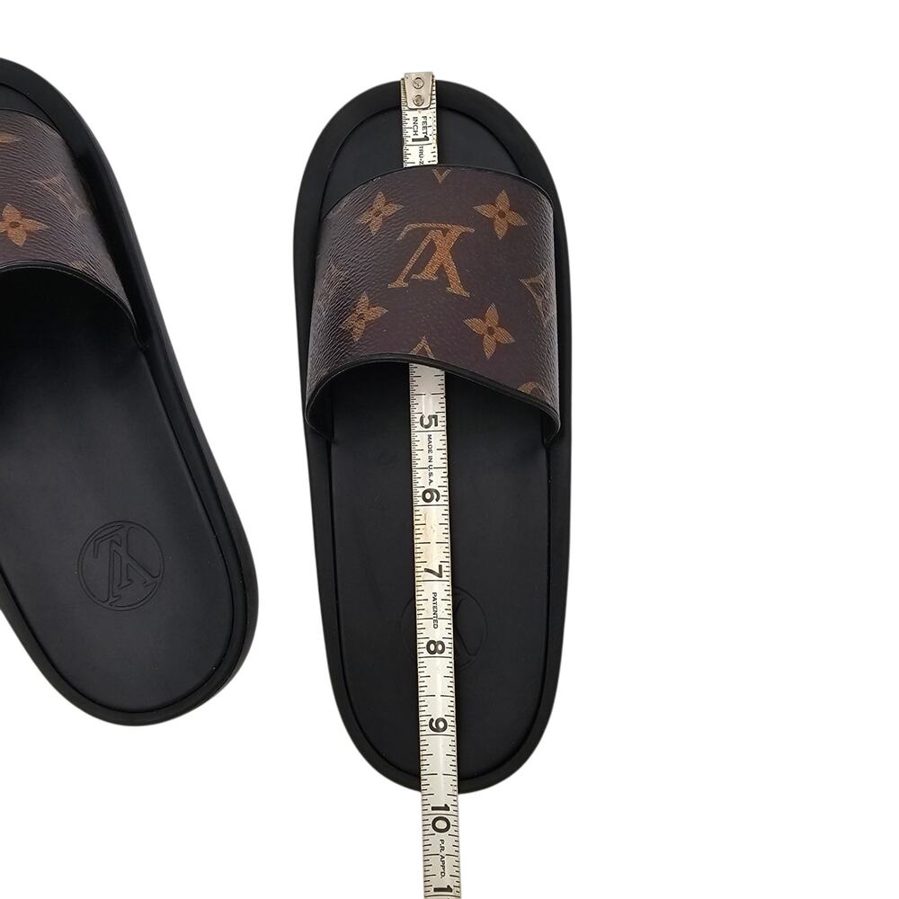 Louis Vuitton Sunbath Slide Sandal Flat Gold Brown Monogram Canvas Size 37 US 7 - Picture 10 of 10